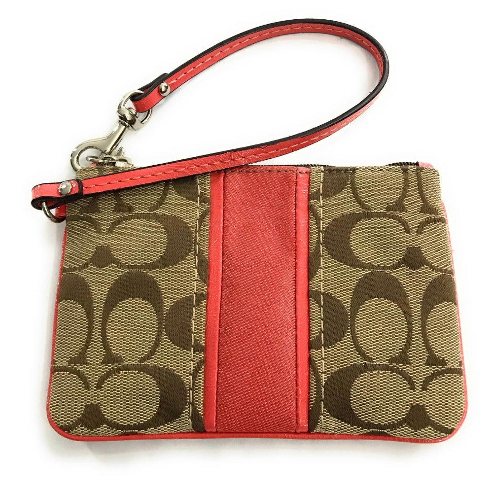Coach Brown and Coral, NWOT Wristlet